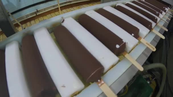 Freezing Ice Cream Factory Automatic Production Ice Cream Ice Cream — Videoclip de stoc