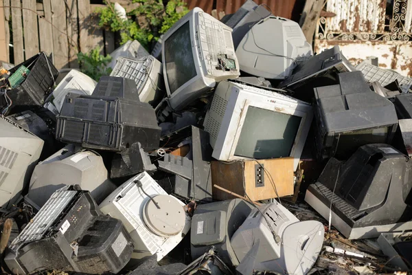 Sarulesti Romania May 2021 Piles Household Waste Street Old Tvs — Stock Photo, Image