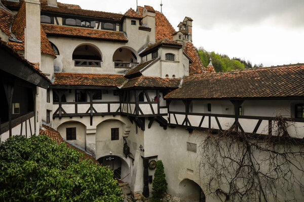 Bran, Romania - May 8, 2021: The Bran Castle, known also as Dracula Castle in Transylvania, Romania.