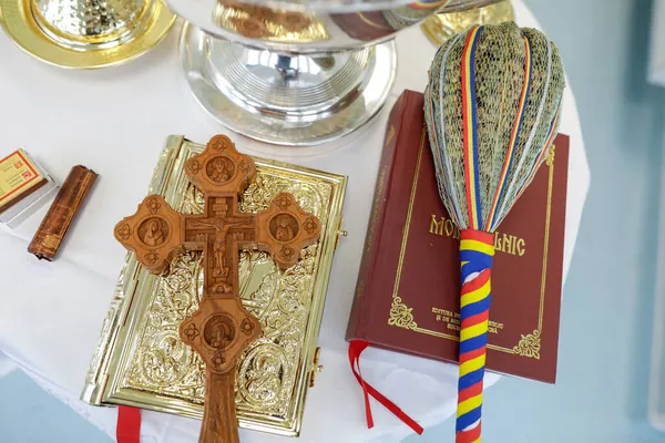 Boekarest Roemenië November 2021 Ondiepe Scherptediepte Met Christelijk Orthodoxe Voorwerpen — Stockfoto