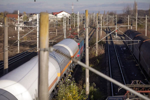 Olie Gas Vloeibaar Petroleumgas Lpg Gas Condensaat Goederenwagons Een Station — Stockfoto