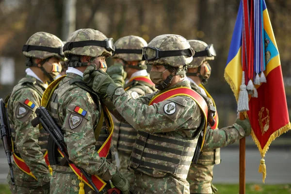 Бухарест Румыния Декабря 2021 Года Румынские Солдаты Готовятся Военному Параду — стоковое фото