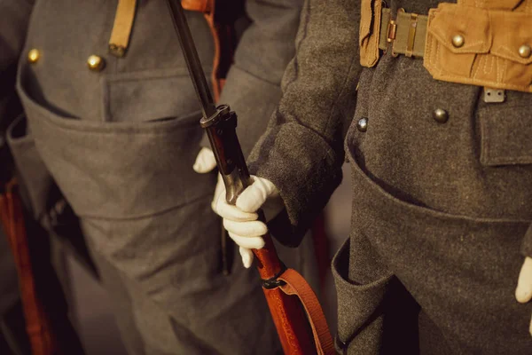 Details Uniforms Weapons World War Reenactors — Stock Photo, Image