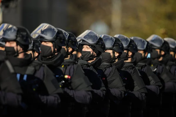 Bucarest Roumanie Décembre 2021 Marche Roumaine Jandarmi Pendant Défilé Militaire — Photo