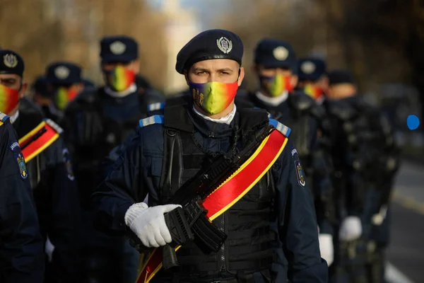 ルーマニア ブカレスト 2021年12月1日ルーマニア国民の日の軍事パレードの準備 — ストック写真