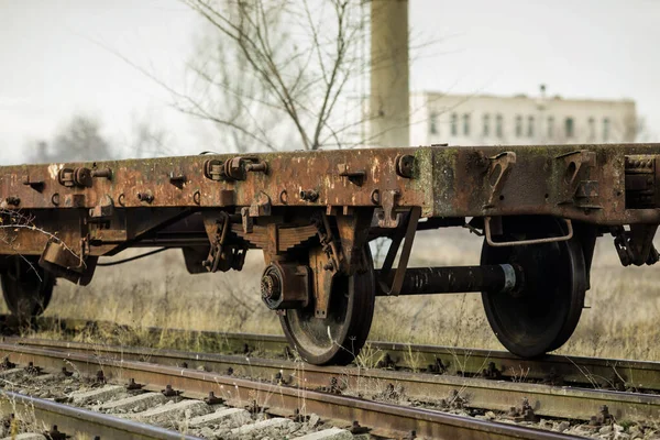 Grunt Skärpedjup Selektivt Fokus Bild Med Gamla Och Rostiga Järnväg — Stockfoto