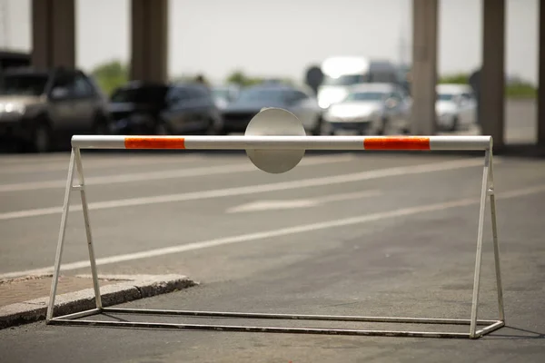 Barriera Stradale Automobili Una Zona Controllo Frontaliera Terrestre Tra Romania — Foto Stock