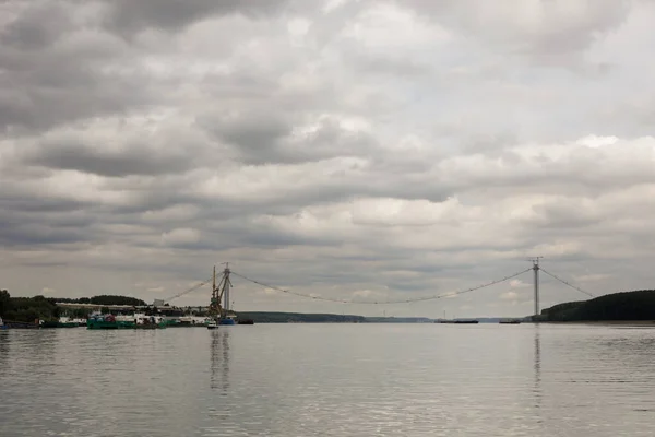 Braila Romania August 2021 Braila Bridge Construction Site Bridge Danube — стокове фото