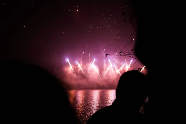 Bucharest Romania January 2022 People Watch Fireworks New Years Celebrations — Stockfoto