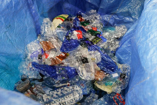 Bucharest Romania May 2022 Plastic Bottles Waste Compacted Machine Ready — Stock Photo, Image