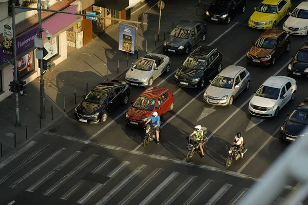 Bucharest Romania July 2022 Cars Magheru Boulevard Bucharest Sunset — ストック写真