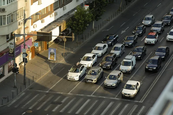 Bucharest Romania July 2022 Cars Magheru Boulevard Bucharest Sunset — Foto de Stock