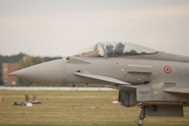 Bucharest, Romania - September 4, 2022: Eurofighter Typhoon on the Aurel Vlaicu airport in Bucharest during an air show.