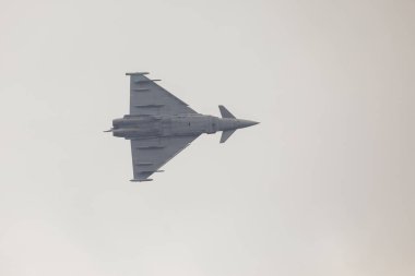 Bucharest, Romania - September 4, 2022: Eurofighter Typhoon on the Aurel Vlaicu airport in Bucharest during an air show.