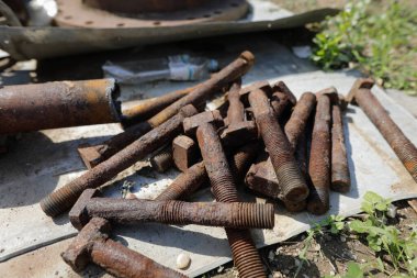 Details with old and rusty industrial metallic objects at a Romanian abandoned power plant.