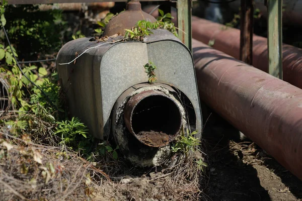 Details Old Rusty Pipelines Romanian Abandoned Power Plant — Stock fotografie