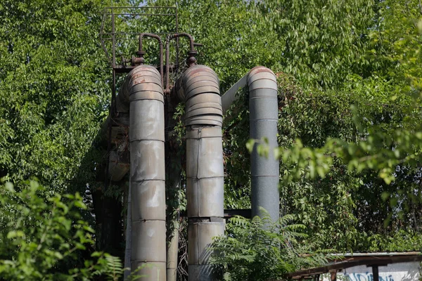 Details Old Rusty Pipelines Romanian Abandoned Power Plant — ストック写真