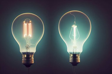 Yapay zeka görüntü oluşturdu. Ampulle kapat. Enerji kavramı.