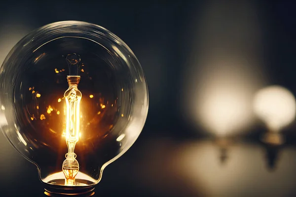 AI generated image. Close up with a light bulb. Energy concept.