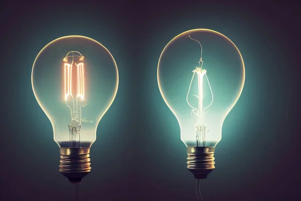 AI generated image. Close up with a light bulb. Energy concept.