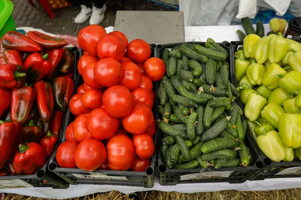 Profundidade Campo Rasa Foco Seletivo Detalhes Com Pimentas Vermelhas Verdes — Fotografia de Stock