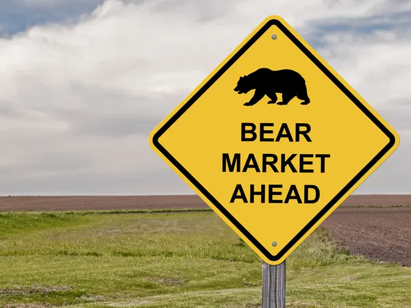 Caution Sign - Bear Market Ahead — Stock Photo, Image