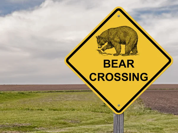 Sinal de precaução - Bear Crossing — Fotografia de Stock
