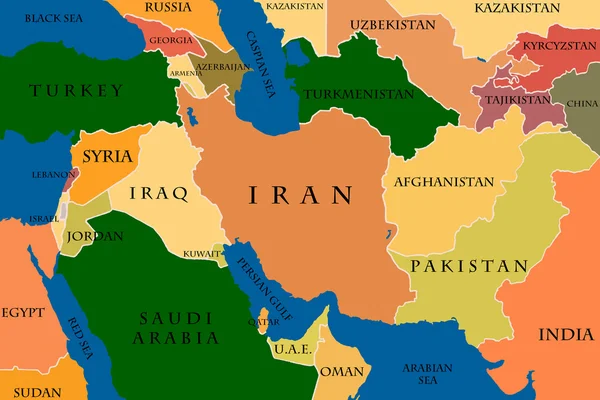 Barevná mapa Blízkého východu — Stock fotografie