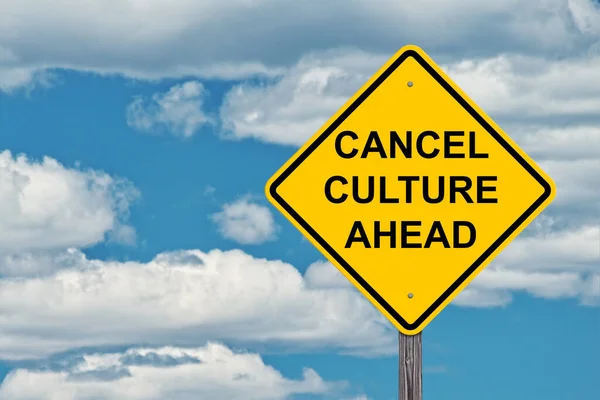 Cancel Culture Ahead Caution Sign Blue Sky Background — Stock Photo, Image