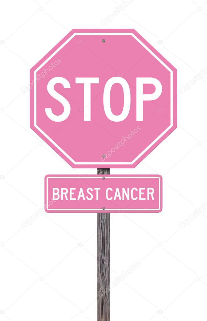 Stop Breast Cancer Sign In Pink With White Background For Easy Extraction