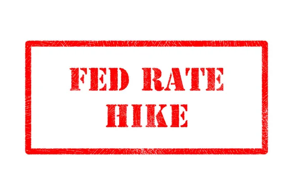 Czerwony Fed Rate Hike Pieczęć Gumowa — Zdjęcie stockowe