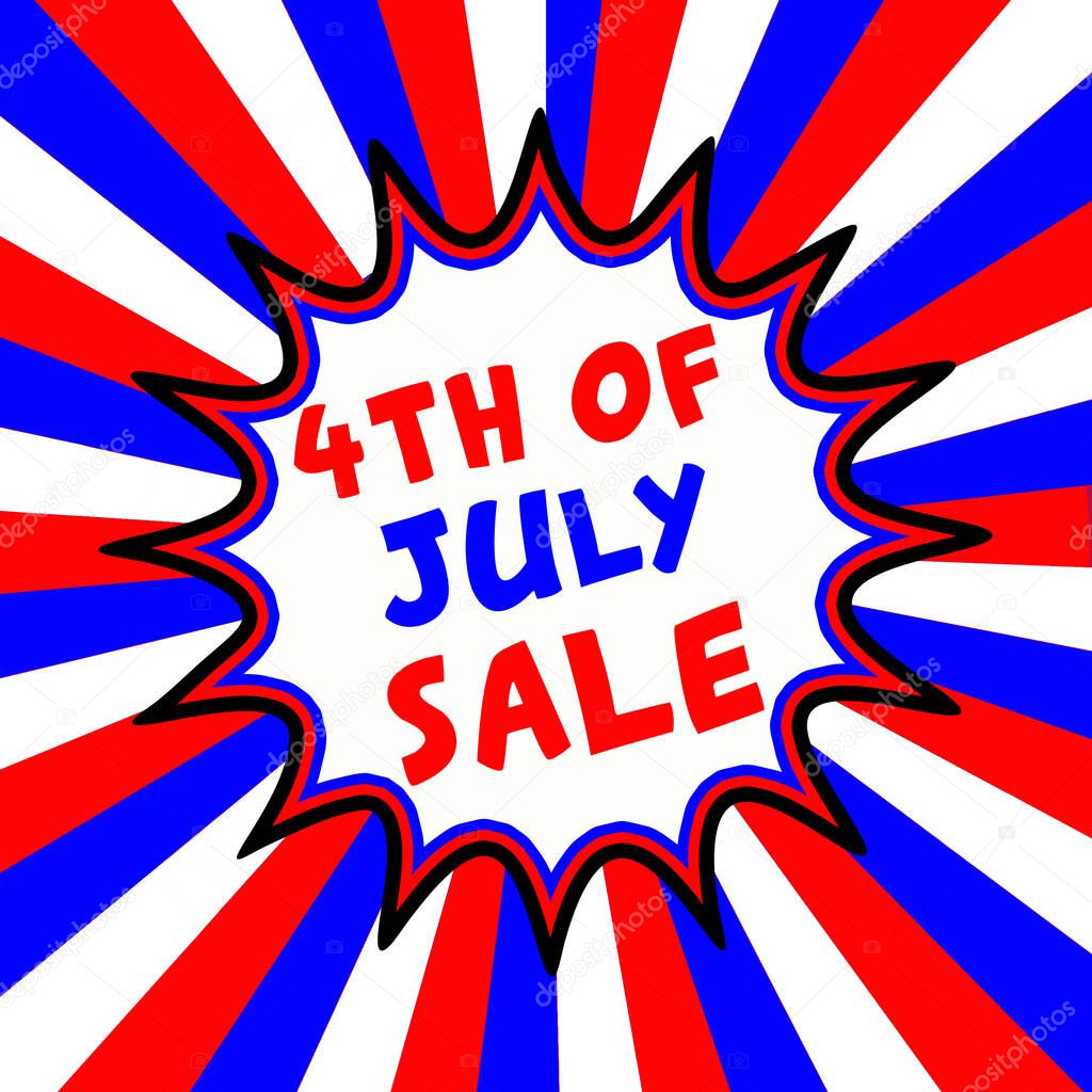 Comic explosion with text 4th Of July Sale, Illustration