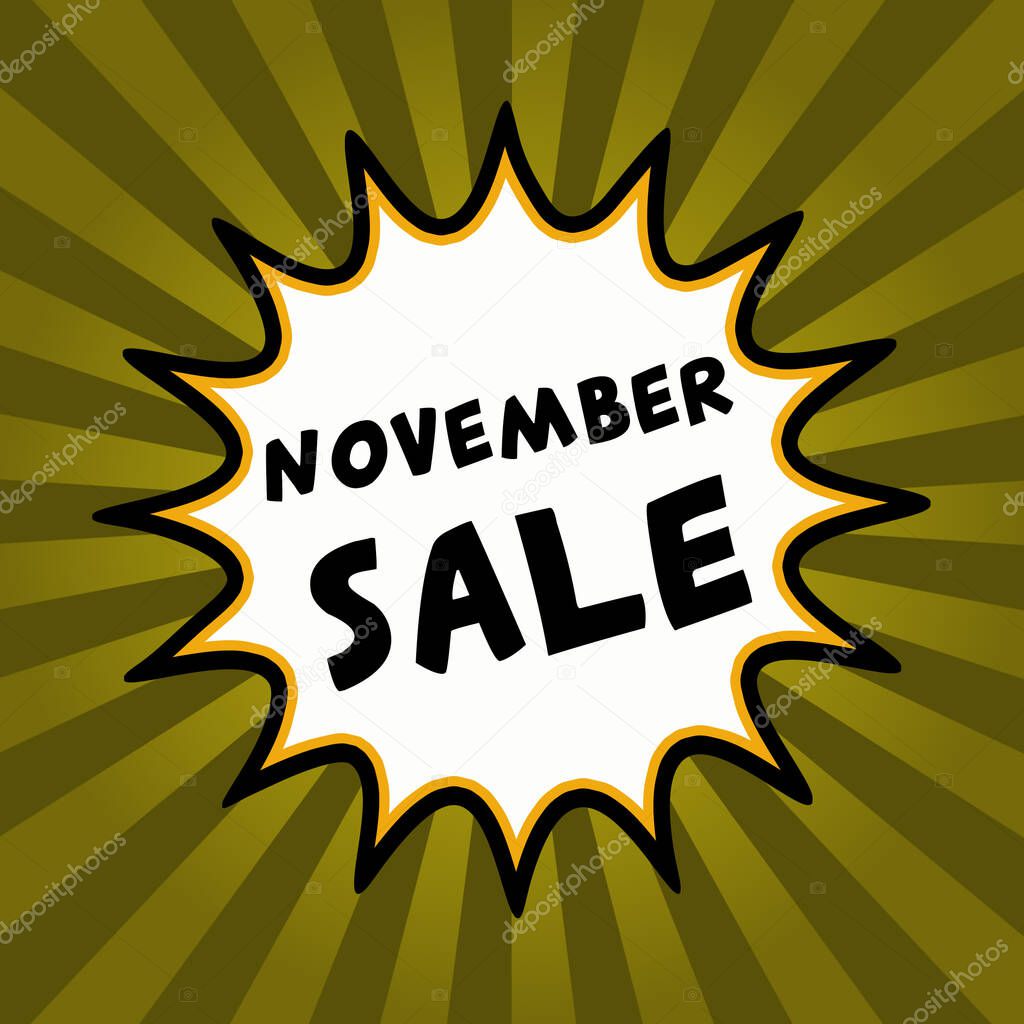 Comic explosion with text November Sale, Illustration