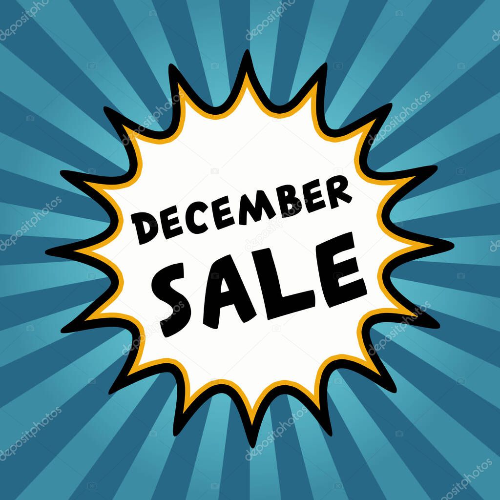 Comic explosion with text December Sale, Illustration