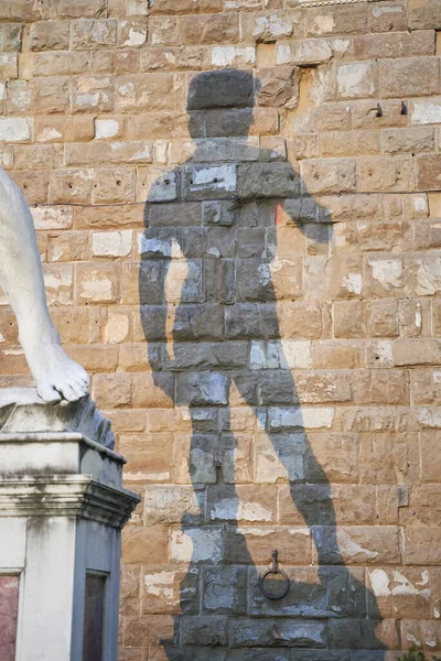 Shadow Statue David Michelangelo Palazzo Vecchio Florence Piazza Della Signoria — 图库照片