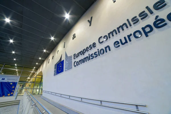 Brussels Belgium April 2019 Logo European Commission Facade Berlaymont Building — Foto de Stock