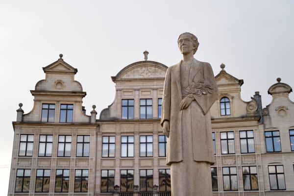 Brussels, Belgium, 2 April 2019 - Statue of Queen Elisabeth I, also known as Elisabeth of Bavaria.