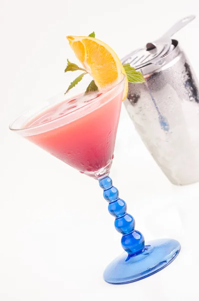 Тропічний Fizz шампанське коктейль і коктейлю шейкер у фоновому режимі Ліцензійні Стокові Фото