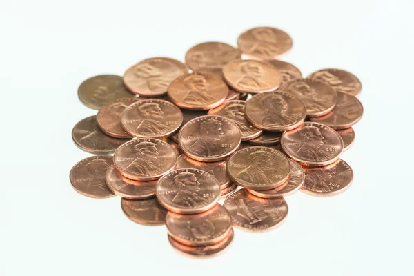 US pennies piled up — Stock Photo, Image