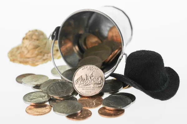 New Jersey State Quarter with bucket and hats — 스톡 사진