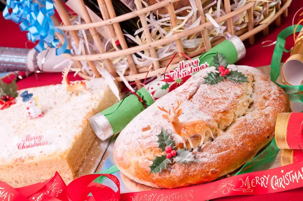 Christmas stollen and coconut cake close up — Stock Photo, Image