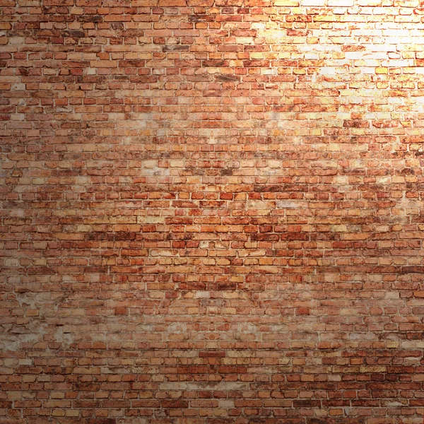 Red brick wall texture background with beam of light in corner of interior — Stock Photo, Image