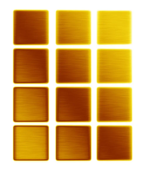 Textures métalliques dorées collection de fond boutons poussoirs barres d'or — Photo