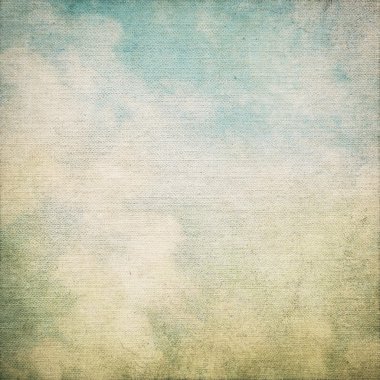 Grunge geçmiş tuval dokusu ve mavi gökyüzü ile