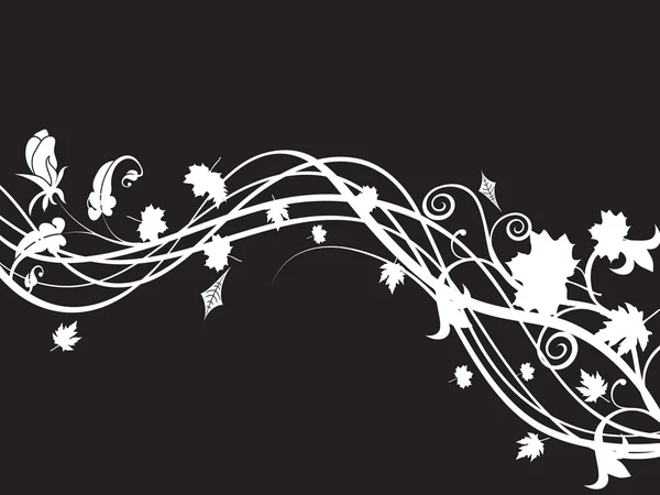 Diseño abstracto floral en blanco y negro — Vector de stock
