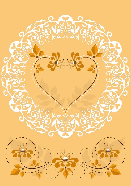 Openwork frame with orange flowers — Stock Vector