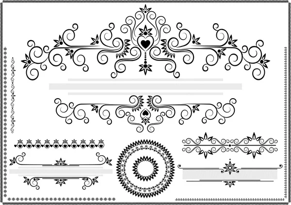 Borda de ornamento preto em um fundo branco — Vetor de Stock