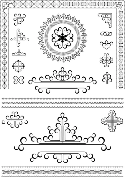 Colección de pinceles y piezas para decoración — Vector de stock