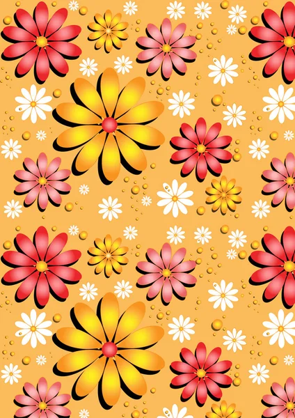 Gentle yellow seamless background with flowers — Stock Vector