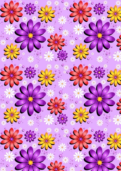 Gentle purple seamless background with flowers — Stock Vector